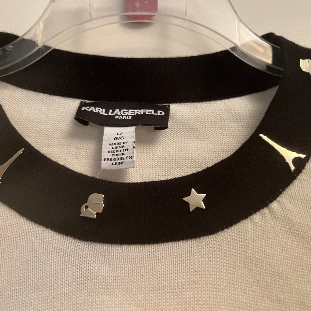 Karl Lagerfeld Black & Cream Top (Brand New w/Tags)